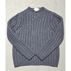 Vintage J Crew Lambs Wool‎ Sweater M Black Chunky Ribbed Knit Fisherman Gorp
